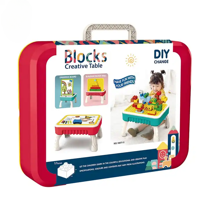 2-in-1 Building Blocks & Drawing Table