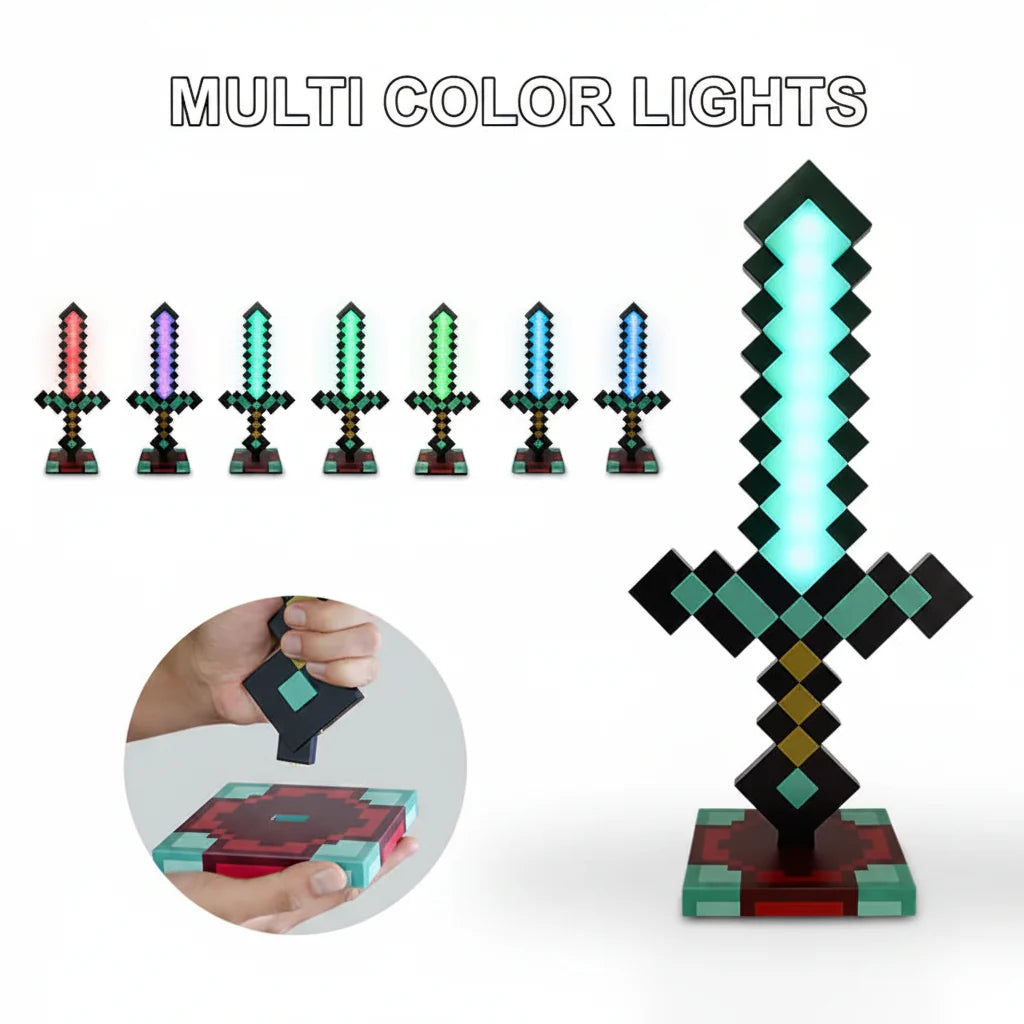 Minecraft-Style LED Diamond Sword