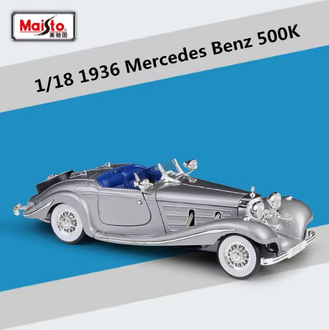 Maisto 1:18 Mercedes Benz 500K Typ Specialroadster 1936 - Silver
