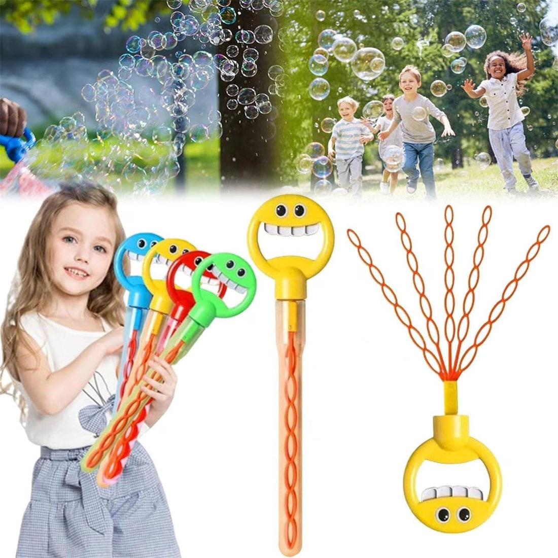 Colorful Smiley Bubble Wand – 40 cm
