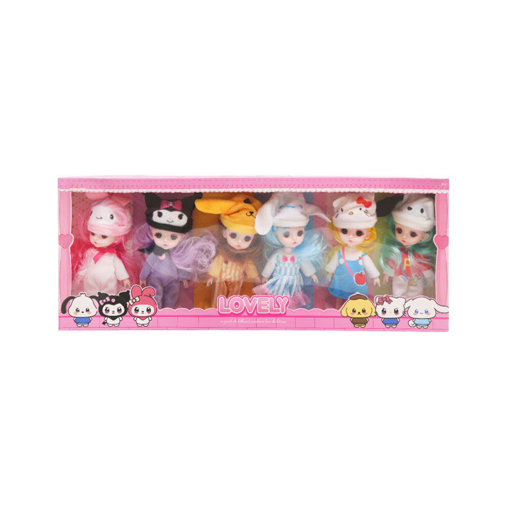 113-A1 LOVELY DOLL SET 6INCH 6PCS A.I