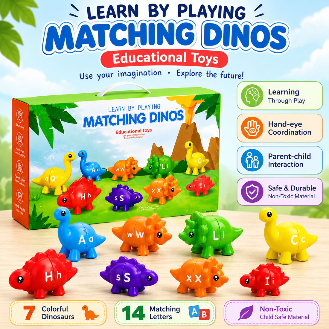 Matching Dinos Educational Toy – 10 Dinosaurs