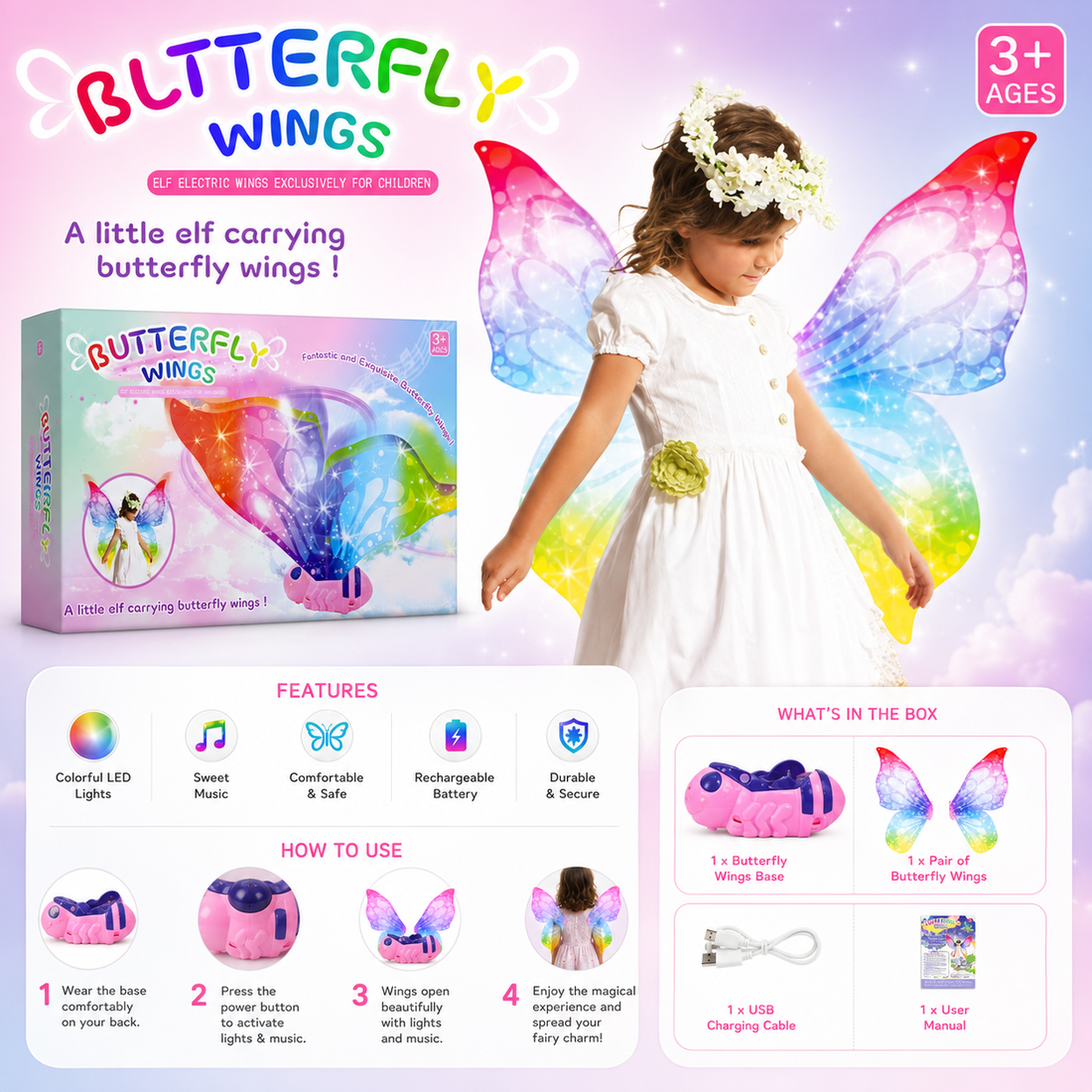 LED Butterfly Wings for Kids