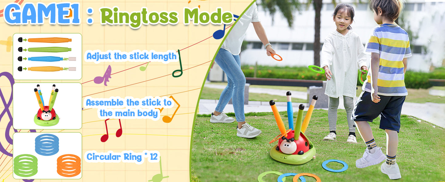 Ring toss mode for 3 in 1 musical kids sports toy