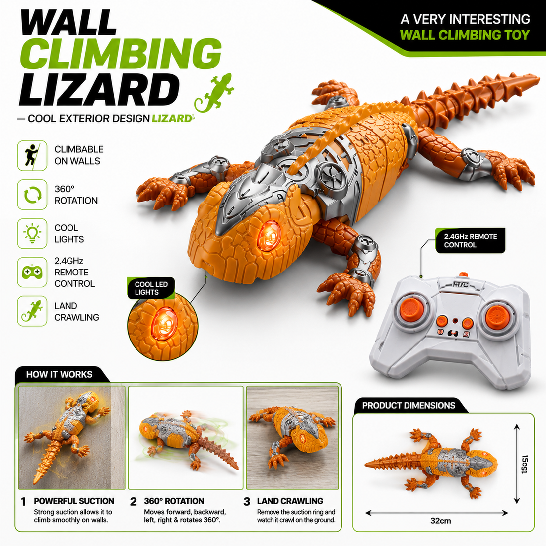 Wall-Climbing RC Lizard Toy