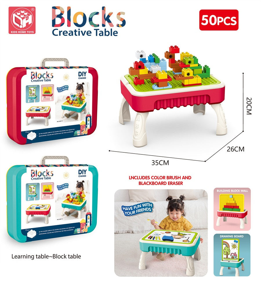 2-in-1 Building Blocks & Drawing Table
