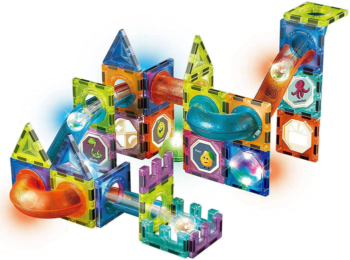 56-Piece Magnetic Building Blocks for Kids – Marble Run STEM Set