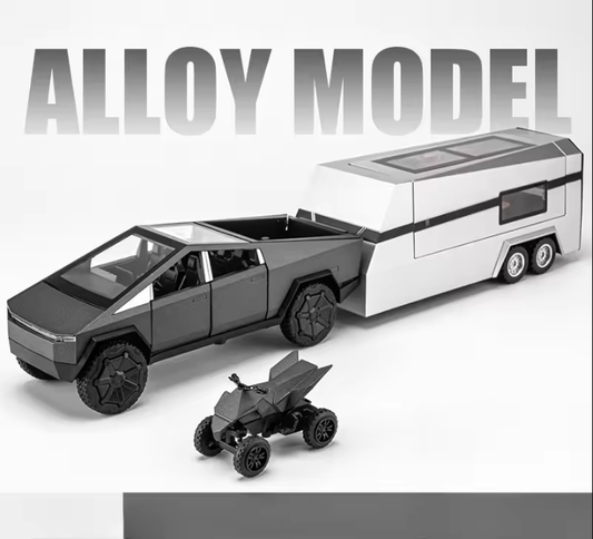 1:24 Diecast Tesla Pickup Truck Model With Trailer
