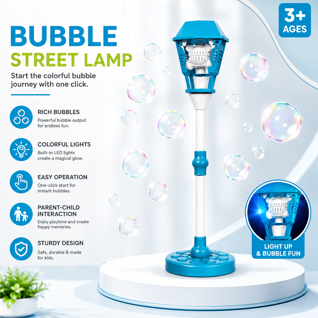 Bubble Torch Garden Lamp Toy with LED Lights