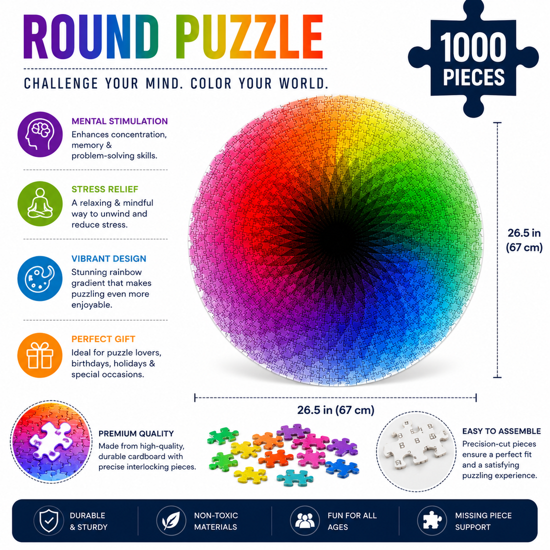 Rainbow Circle Jigsaw Puzzle – 1000 Pieces