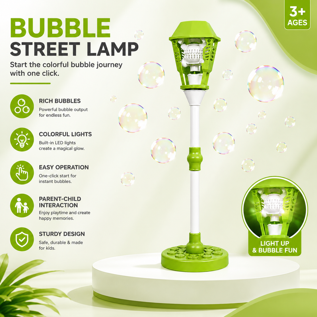 Bubble Torch Garden Lamp Toy with LED Lights