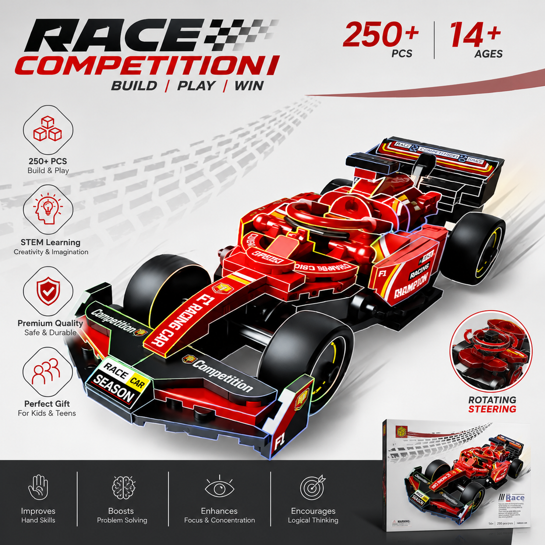 Race Competition Car Building Blocks – 250+ Pieces