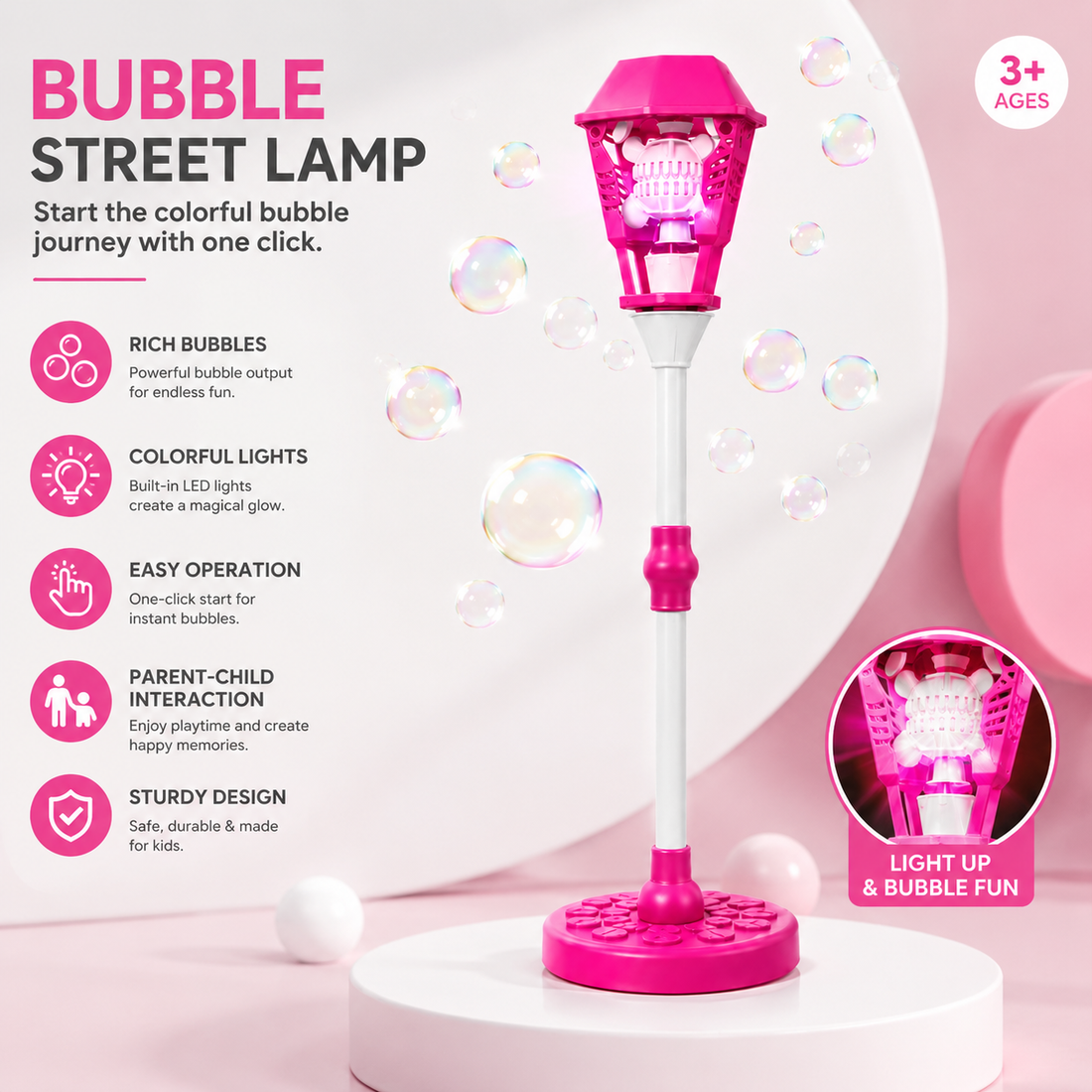 Bubble Torch Garden Lamp Toy with LED Lights