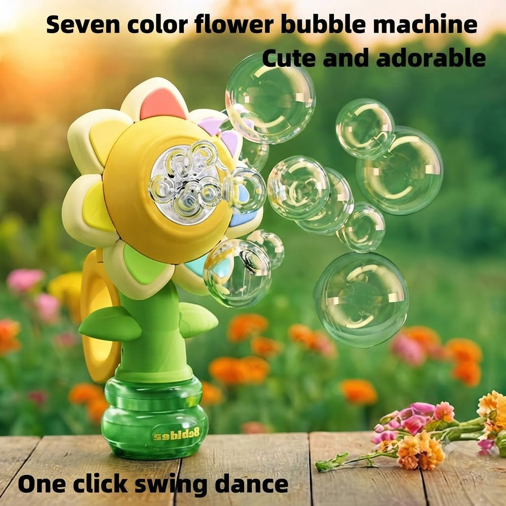 Rechargeable Flower Bubble Machine with LED Lights