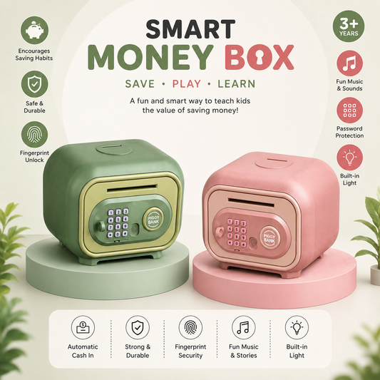 Smart Money Box for Kids – Password Piggy Bank with Fingerprint Unlock