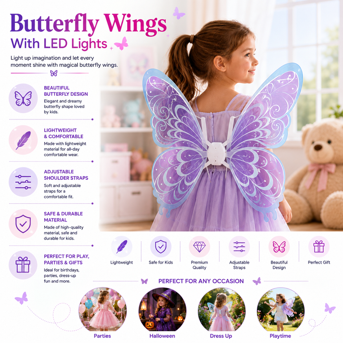 LED Butterfly Wings for Kids
