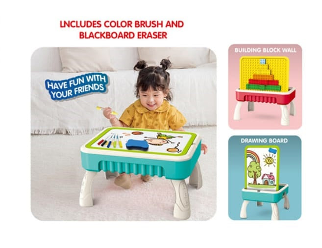 2-in-1 Building Blocks & Drawing Table