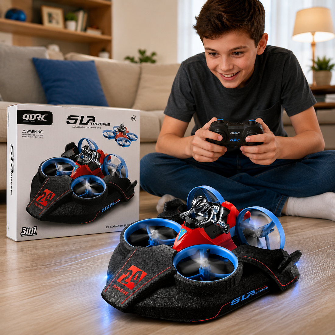 3-in-1 RC Hovercraft Drone – Land, Air & Water