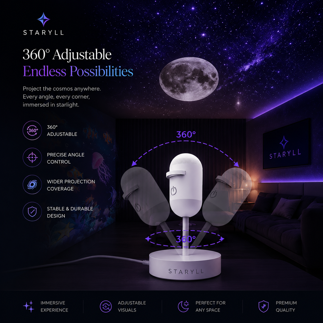 Galaxy Projector Lamp for Kids & Rooms – Aurora LED Projector
