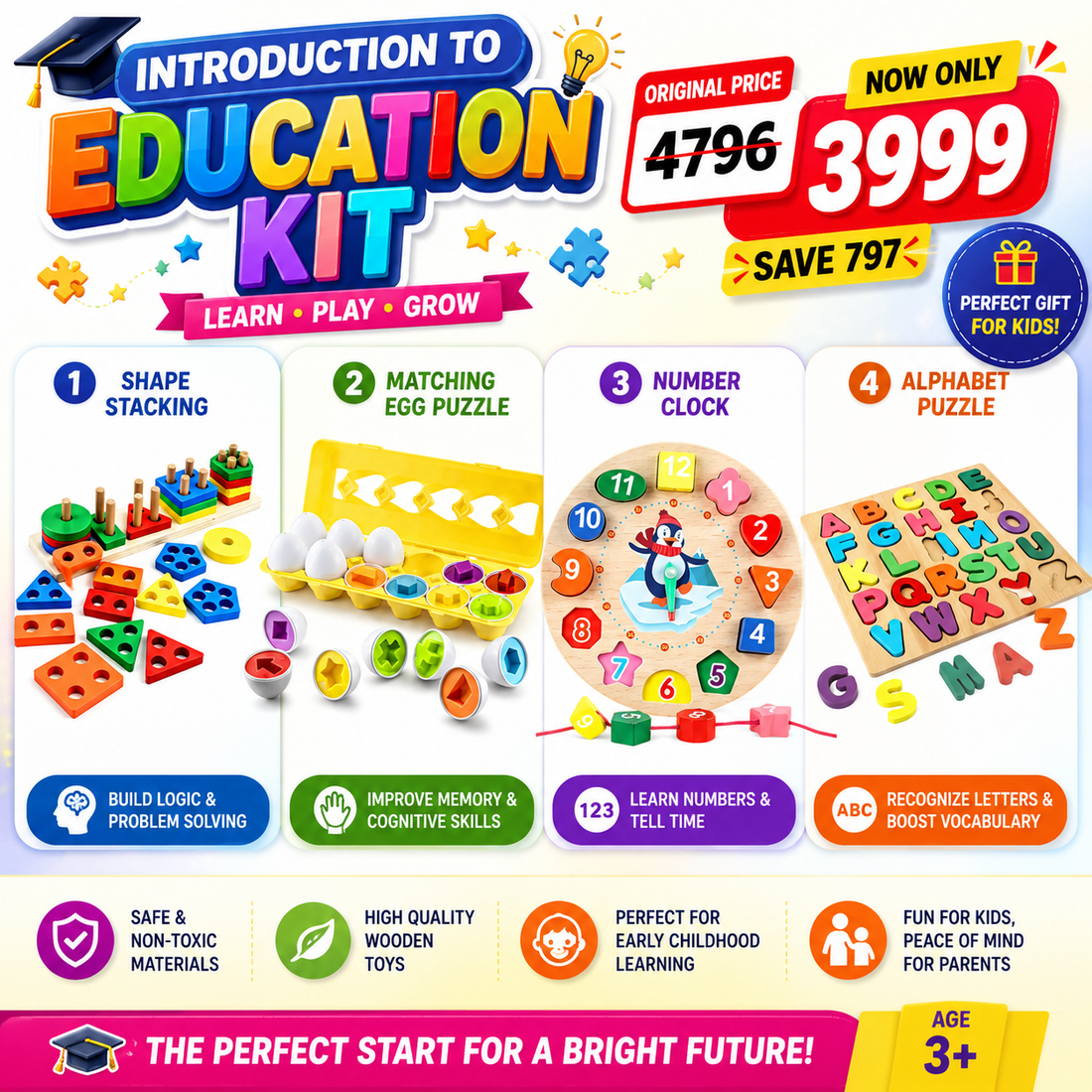 Early Learning Essentials Bundle – 4 Educational Toys