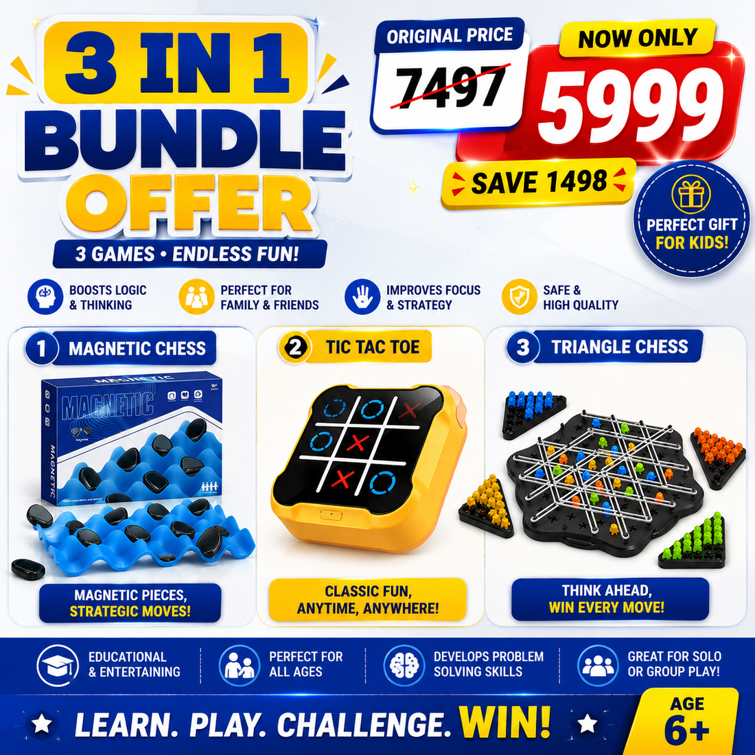 3-in-1 Family Strategy Game Bundle