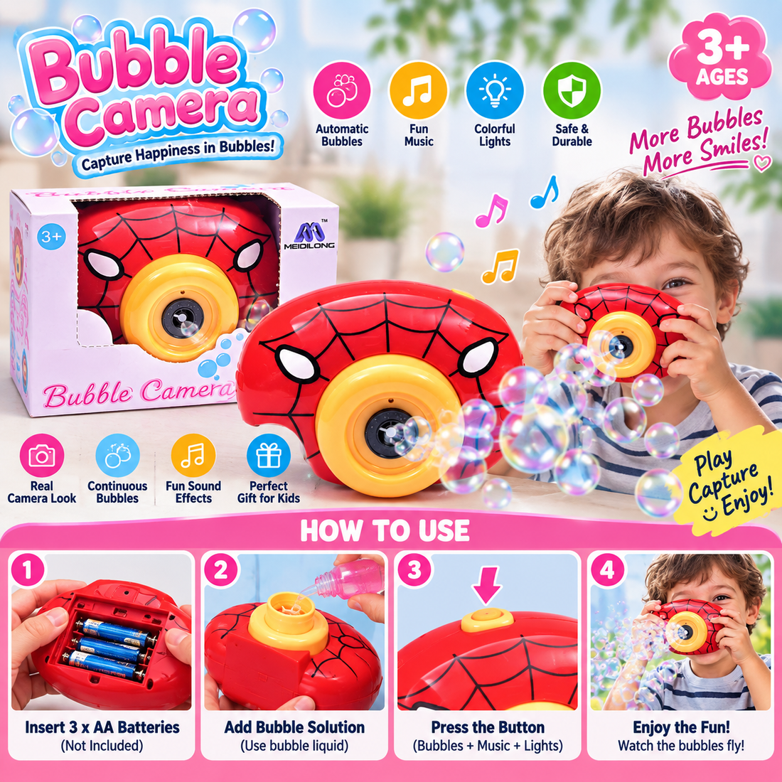 Musical SP-Man Bubble Camera