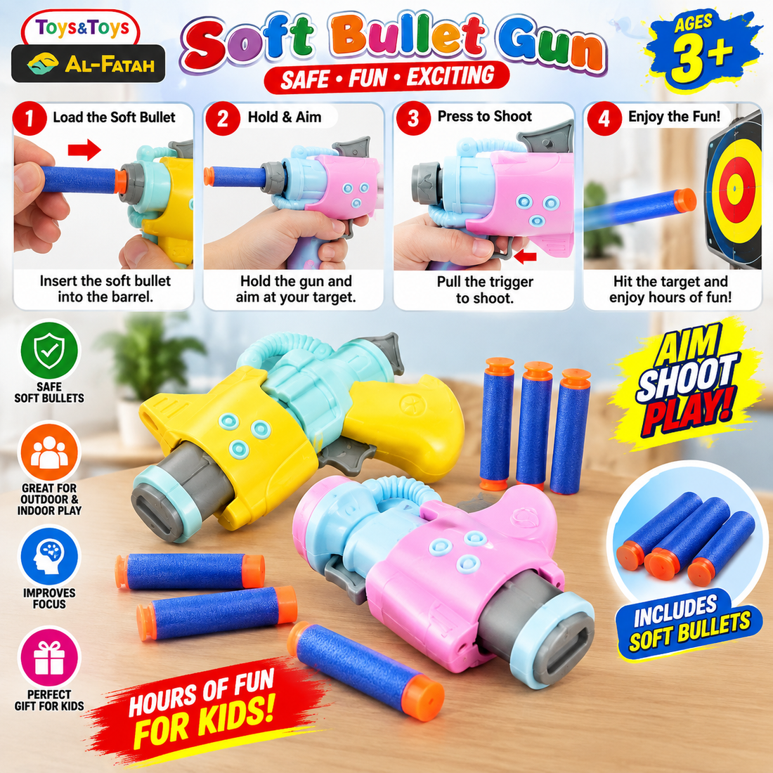 Soft Bullet Toy Blaster Set – 2 Pack