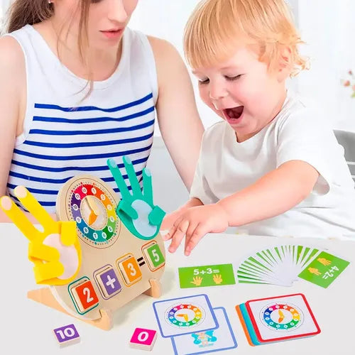 2-in-1 Wooden Clock & Math Learning Board