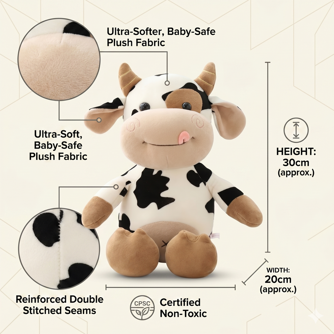 Musical Cartoon Cow Plush Toy