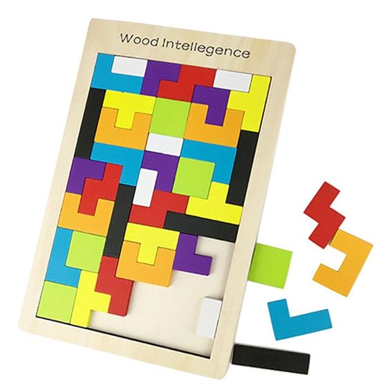 3-in-1 Wooden Puzzle Toy – Tangram, Block Fit & Tic Tac Toe
