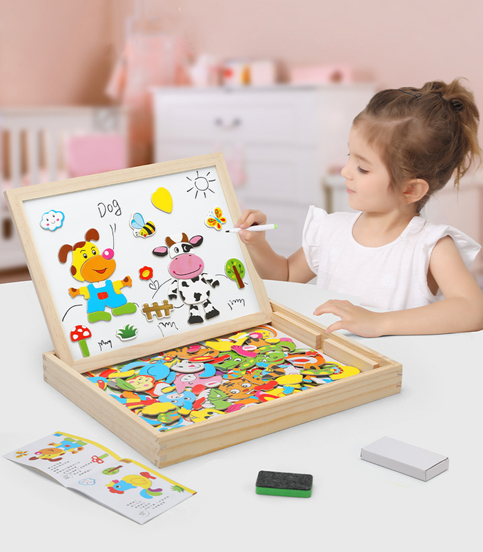 2-in-1 Montessori Magnetic Puzzle & Drawing Board