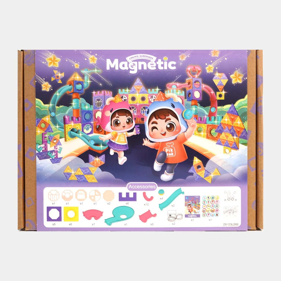 56-Piece Magnetic Building Blocks for Kids – Marble Run STEM Set