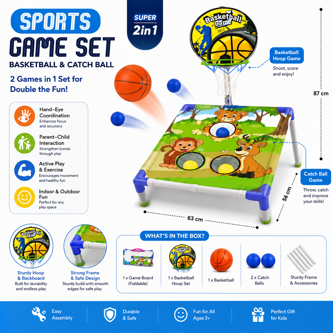 2-in-1 Basketball & Catch Ball Game Set
