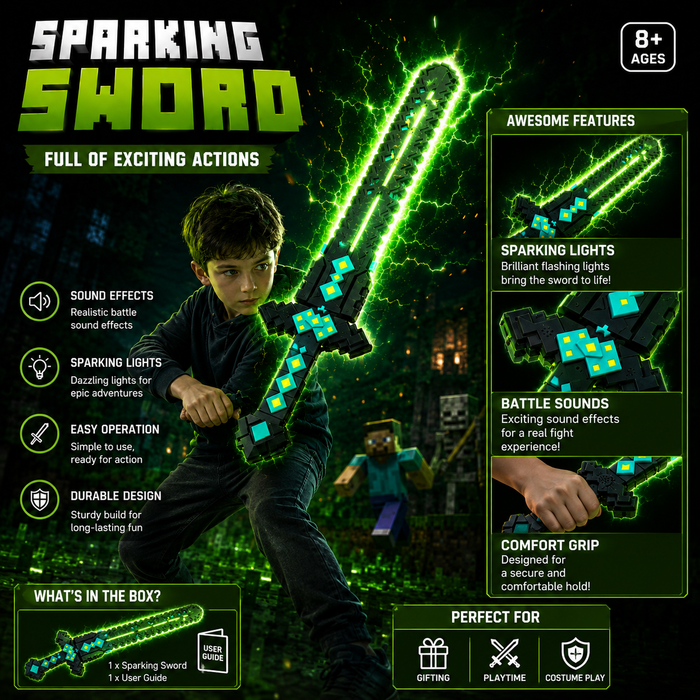 2-in-1 Minecraft-Style LED Transforming Sword & Axe