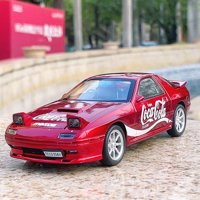 1:24 Diecast Mazda RX7 Coca-Cola Edition Model With Acrylic Box