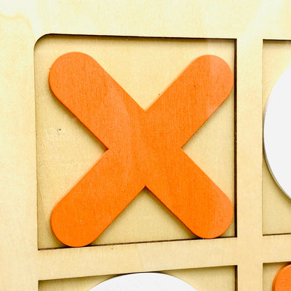 Classical Wooden Tic-Tac-Toe Game - play setup
