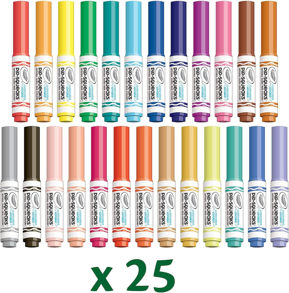 Twenty-five Crayola Pip-Squeaks washable mini markers