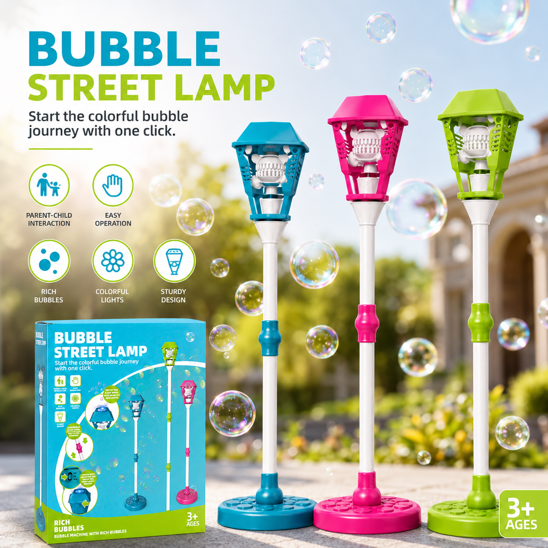 Bubble Torch Garden Lamp Toy with LED Lights