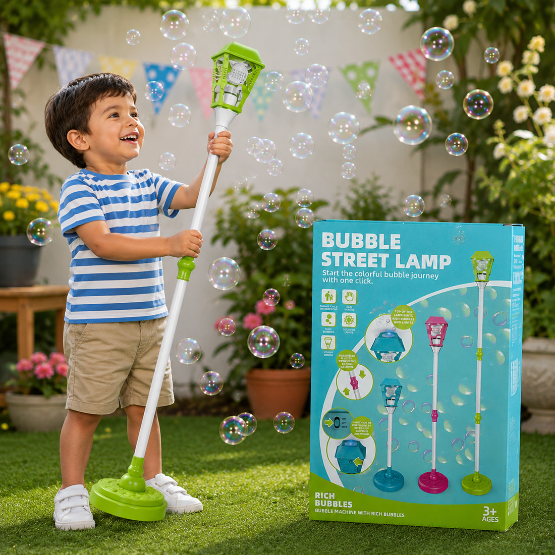 Bubble Torch Garden Lamp Toy with LED Lights