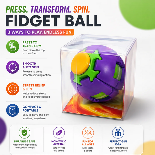 Press-to-Spin Fidget Ball – Assorted Colors