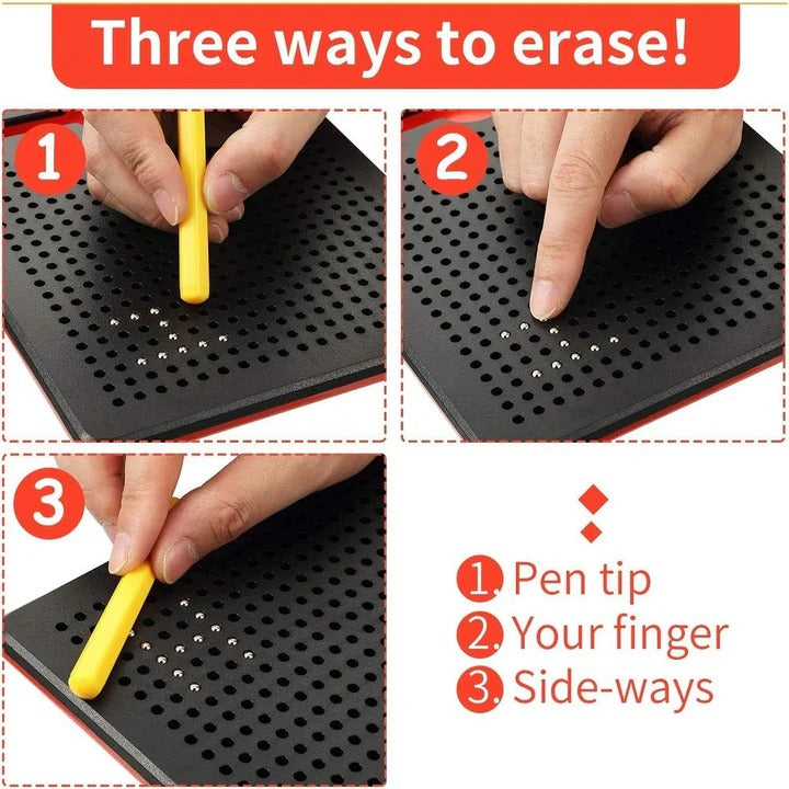 Magnetic Bead Drawing Board with Pen & Cards
