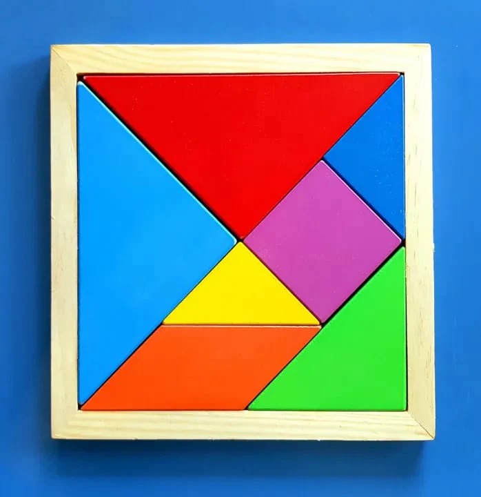 3-in-1 Wooden Puzzle Toy – Tangram, Block Fit & Tic Tac Toe