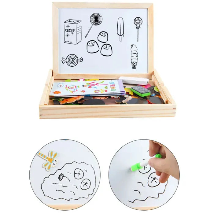 2-in-1 Montessori Magnetic Puzzle & Drawing Board