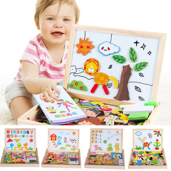 2-in-1 Montessori Magnetic Puzzle & Drawing Board