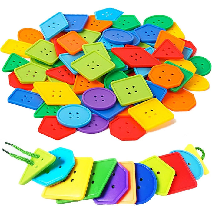 Colorful Button Lacing & Threading Set – Approx. 30 Pieces