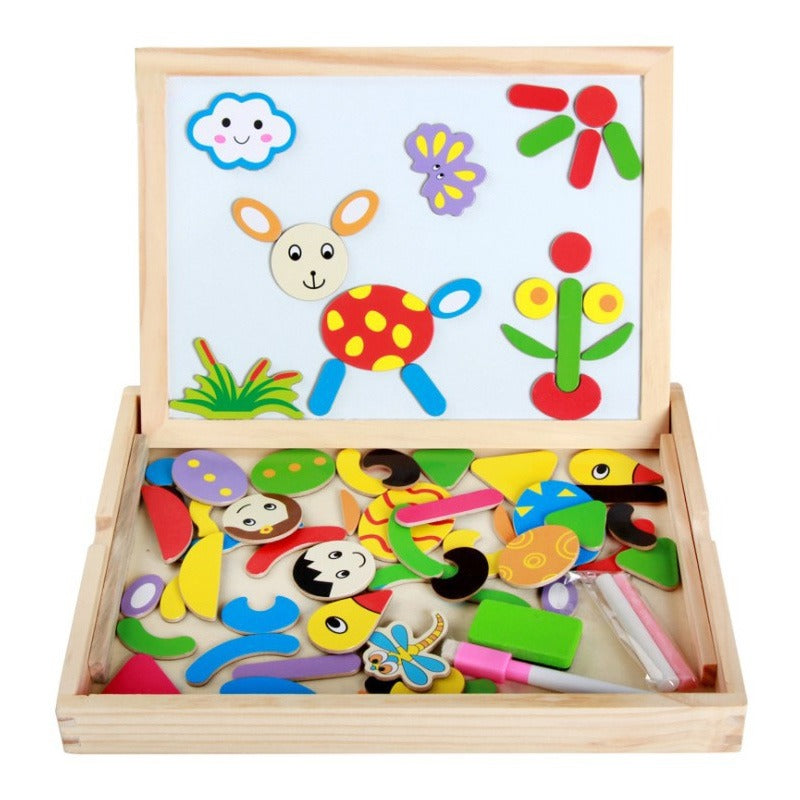 2-in-1 Montessori Magnetic Puzzle & Drawing Board