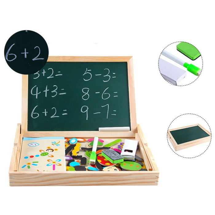 2-in-1 Montessori Magnetic Puzzle & Drawing Board