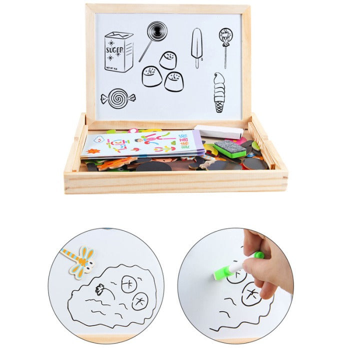 2-in-1 Montessori Magnetic Puzzle & Drawing Board