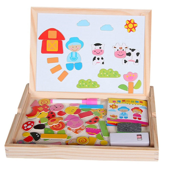 2-in-1 Montessori Magnetic Puzzle & Drawing Board