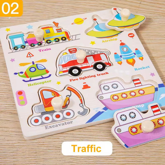 Wooden 5-Shape Sorting Knob Board